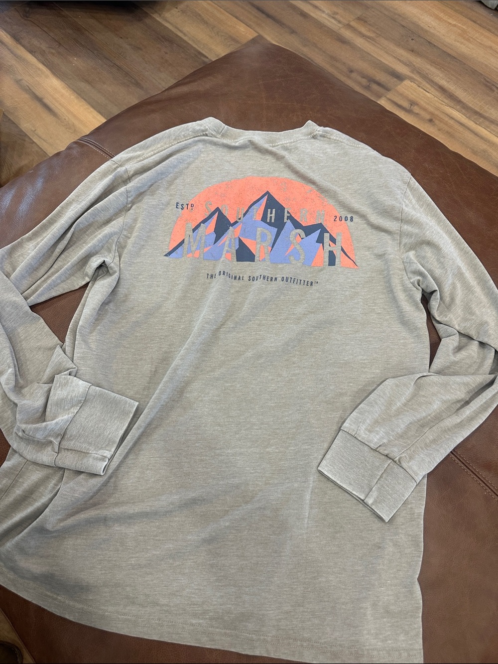 Southern Marsh Gray Long Sleeve Tee with Coral and Navy Graphic